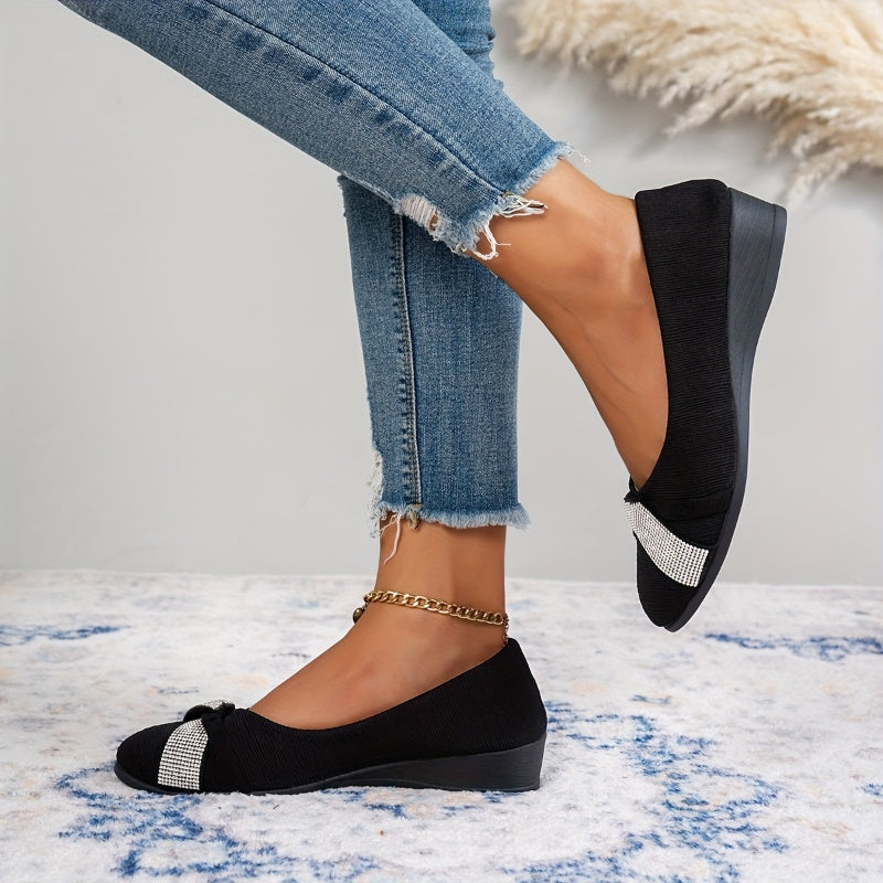 💃Eleganta damskor med strass och bekväm kilklack